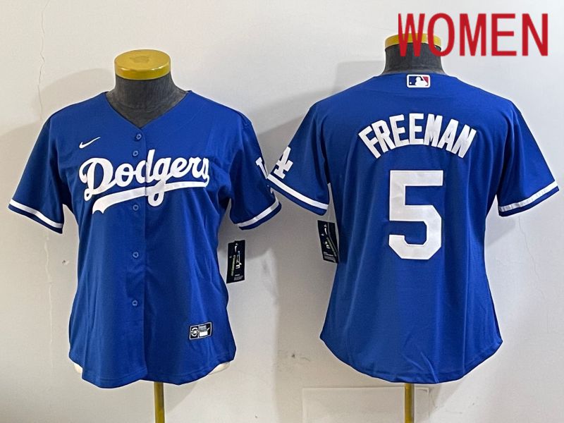 Women Los Angeles Dodgers #5 Freeman Blue Game 2024 Nike MLB Jersey style 11205